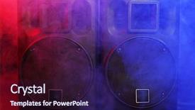  Presentation with smoke - Beautiful PPT theme featuring voice signal - big black loudspeakers backdrop and a  colored foreground