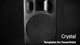  Presentation with voice signal - Colorful presentation enhanced with voice signal - big loudspeaker on black background backdrop and a  colored foreground