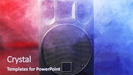  Presentation with voice signal - PPT layouts with voice signal - black loudspeaker in dense smoke background and a  colored foreground