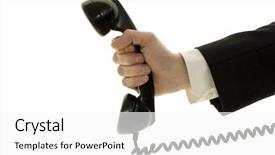  Presentation with telephone - Amazing theme having voice signal - businessman with telephone isolated backdrop and a  colored foreground