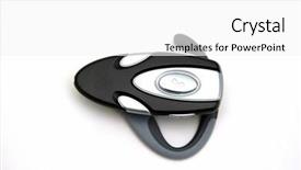  Presentation with white pigeon against the blue - Presentation featuring voice signal - headset isolated against a white background and a  colored foreground