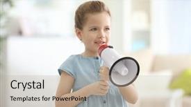  Presentation with cute - Cool new PPT theme with voice tone - cute little girl with megaphone backdrop and a  colored foreground