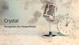  Presentation with vintage clock - Colorful slide deck enhanced with voice tone - vintage microphone and alarm clock backdrop and a soft green colored foreground