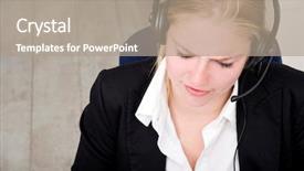  Presentation with voip - Theme consisting of voip - dedicated receptionist at work using background and a  colored foreground