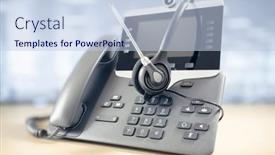  Presentation with help desk - Slide deck with voip-headset-headphones-and-telephone background and a light blue colored foreground