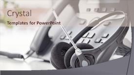  Presentation with help desk - Presentation theme with voip-headset-headphones-telephone background and a lemonade colored foreground