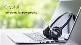  Presentation with help desk - Slides consisting of voip-headset-headphones-telephone background and a soft green colored foreground