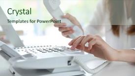  Presentation with coque de telephone - Beautiful presentation featuring voip telecommunication - businesswoman with office ip telephone backdrop and a  colored foreground