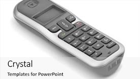  Presentation with cordless - Slides enhanced with voip telecommunication - digital cordless dect phone isolated background and a white colored foreground