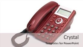  Presentation with telecommunication voip - PPT theme having voip telecommunication - digital red phone isolated background and a soft green colored foreground
