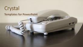  Presentation with telephone - Beautiful slide deck featuring voip telecommunication - image of telephone backdrop and a soft green colored foreground