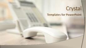  Presentation with visible light communication - Colorful PPT layouts enhanced with voip telecommunication - office ip telephone on light backdrop and a  colored foreground