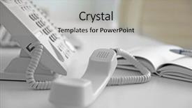  Presentation with visible light communication - Slides consisting of voip telecommunication - office ip telephone on light background and a  colored foreground