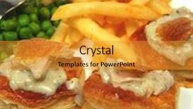  Presentation with peas - PPT layouts having vol-au-vents filled with turkey in a creamy herb sauce and served with potato chips and boiled peas background and a gold colored foreground