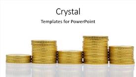  Presentation with volatility - Colorful presentation design enhanced with volatility - stacked coins high and low backdrop and a white colored foreground