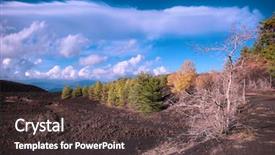  Presentation with lava - Presentation theme consisting of volcanic ash cloud - cooled lava field and autumnal background and a dark gray colored foreground