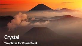  Presentation with volcanoes - Cool new presentation theme with volcanic ash cloud - volcanoes in bromo tengger semeru backdrop and a wine colored foreground