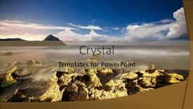  Presentation with starry night - Theme consisting of volcanic-coast-is-illuminated background and a coral colored foreground