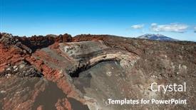  Presentation with volcanic rocks - Presentation with volcanic-crater-on-the-peak background and a gray colored foreground