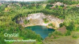  Presentation with national - Cool new PPT theme with volcanic lake ata mbupu national backdrop and a tawny brown colored foreground