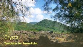  Presentation with lava - Cool new presentation theme with volcanic-landscape-in-etna-park backdrop and a tawny brown colored foreground