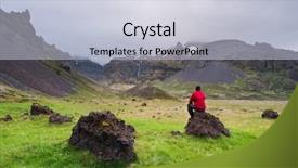  Presentation with iceland - Slide set with volcanic landscape of iceland tourist background and a  colored foreground