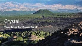  Presentation with volcanic rock - Audience pleasing PPT layouts consisting of volcanic landscape of rough volcanic rock of lava cooled with old crater of maletto mount covered by pines in etna park sicily backdrop and a dark gray colored foreground