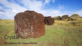  Presentation with volcanic rock - Presentation theme with volcanic rock at easter island background and a  colored foreground