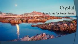  Presentation with climate - Amazing PPT theme having volcanic shore in the moonlight backdrop and a light blue colored foreground