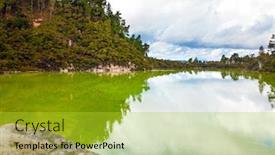  Presentation with spring water - Audience pleasing presentation theme consisting of volcanic-valley-waimangu-crater-lake backdrop and a yellow colored foreground