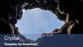  Presentation with cave - Colorful slide deck enhanced with volcanig-cave-entrance-showing backdrop and a ocean colored foreground