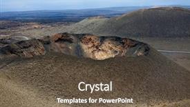  Presentation with volcano - PPT theme consisting of volcano crater in timanfaya national park lanzarote canary islands spain background and a tawny brown colored foreground