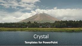  Presentation with green lake - PPT theme having volcano-erupt-at-green-lake background and a dark gray colored foreground