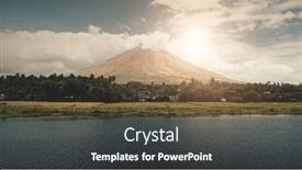  Presentation with nature sun trees - PPT theme featuring volcano-erupt-at-sun-shine background and a dark gray colored foreground