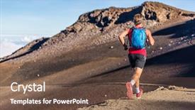  Presentation with marathon running race - Theme having volcano mountain ultra marathon race background and a tawny brown colored foreground