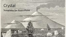  Presentation with old ship - Presentation design enhanced with volcano old view antarctica background and a light gray colored foreground