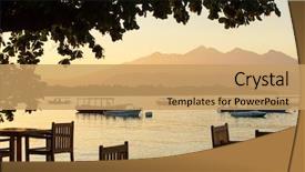  Presentation with boats - Theme having volcano on lombok island indonesia background and a coral colored foreground