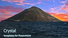  Presentation with steam - Presentation theme featuring volcano seen from the boat background and a wine colored foreground