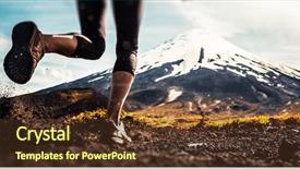 Presentation with volcano - Presentation design featuring volcanoes - legs of the woman running background and a tawny brown colored foreground