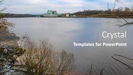  Presentation with hydroelectric - PPT theme consisting of volkhov-russia-january-4-2020 background and a gray colored foreground