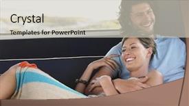  Presentation with campervan - PPT theme featuring volkswagen - loving young couple relaxing background and a soft green colored foreground
