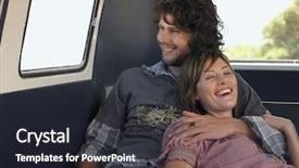  Presentation with campervan - Presentation theme enhanced with volkswagen - smiling young couple enjoying road background and a wine colored foreground