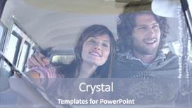  Presentation with campervan - Slides consisting of volkswagen - smiling young couple in campervan background and a light blue colored foreground