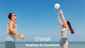  Presentation with volley - Audience pleasing slides consisting of volley - fitness sport and lifestyle concept backdrop and a light blue colored foreground