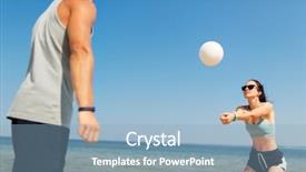  Presentation with beach volleyball - Presentation theme featuring volley - fitness sport and lifestyle concept background and a light blue colored foreground