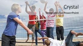  Presentation with teenagers - Theme consisting of game volley ball - teenagers playing volleyball background and a sky blue colored foreground