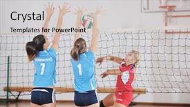  Presentation with volleyball net - Slide deck consisting of volleyball game sport with group background and a soft green colored foreground