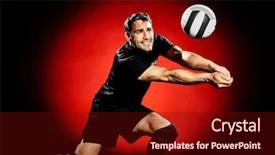  Presentation with volley - Cool new slide deck with volley ball player man isolated backdrop and a tawny brown colored foreground