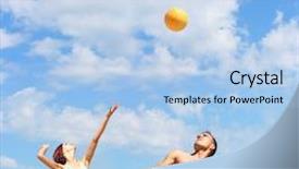  Presentation with volley - Beautiful presentation theme featuring volley-ball backdrop and a  colored foreground