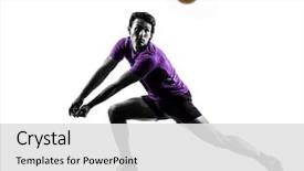  Presentation with volley - Beautiful PPT layouts featuring volleyball - young volley ball player man backdrop and a light gray colored foreground